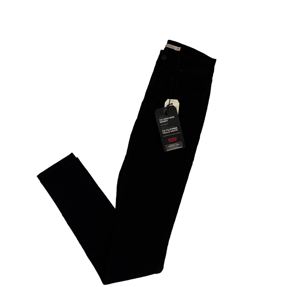 Levi's 721 High Rise Skinny Jeans Womens 29 Black Denim 5 Pocket Cotton Blend‎